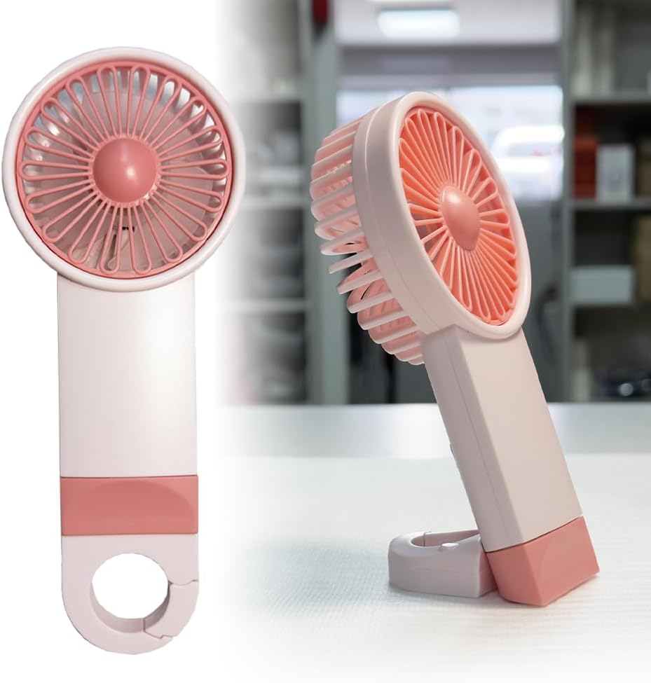 Alternative view of Şarjlı Mini El Fanı Standlı Çantaya Kemere Asılabilir, 3 Modlu Güçlü Serinletici Vantilatör Pervane (PEMBE)