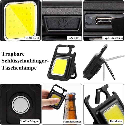 Alternative view of Mini Led Fener Taşınabilir Çok Fonksiyonlu , Yüksek Lümen, COB Anahtarlık, Dış Mekan İçin Şarj Edilebilir Acil Durum Işığı, Mini Kamp Feneri