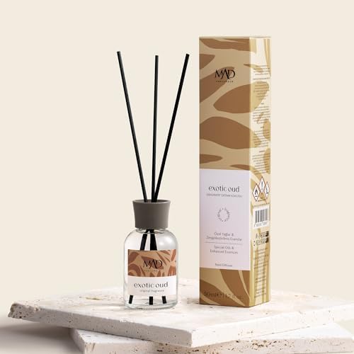 Mad Exotic Oud Ortam Kokusu – Biber, Sandal Ağacı ve Tonka Fasulyesi ile Baharatlı, Sütlü ve Oryantal-Bambu Çubuklu 50 Ml