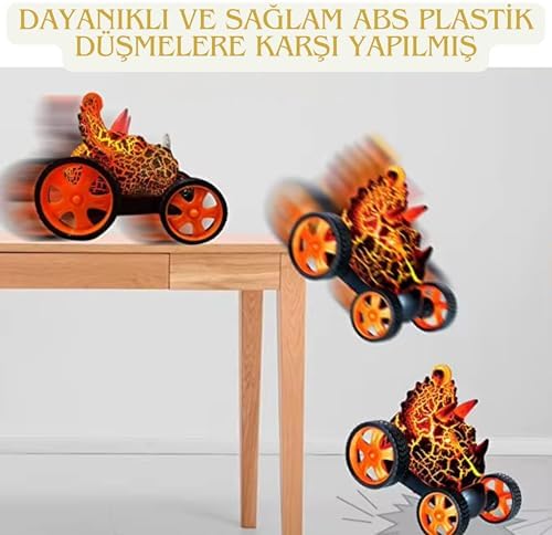 Alternative view of Uzaktan Kumandalı Dinozor Araba 360° Hareketli, Pilli,ışıklı, Atan Full Fonksiyon, Ön Tekerlekleri Akrobat Dönebilen Araba (Kahverengi)