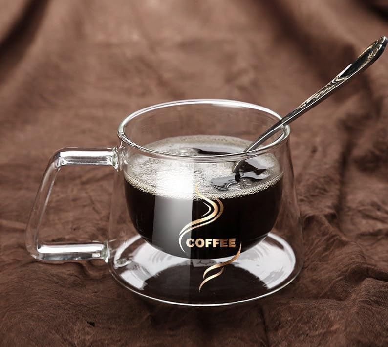 Çift Camlı Katmanlı Çift Cidarlı Coffee Kupa Fincan 200 ml