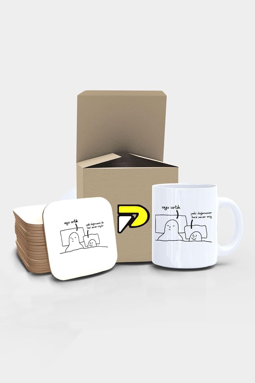 Uyu Artık Komik Tasarımlı Baskılı Kupa Bardak Seti, Eğlenceli Özel Hediye Mug 3