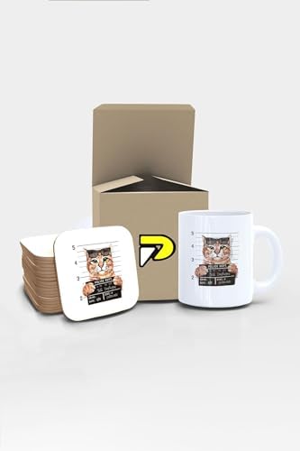 Alternative view of Suçlu Kedi Tasarımlı Baskılı Kupa Bardak Seti, Eğlenceli Özel Hediye Mug
