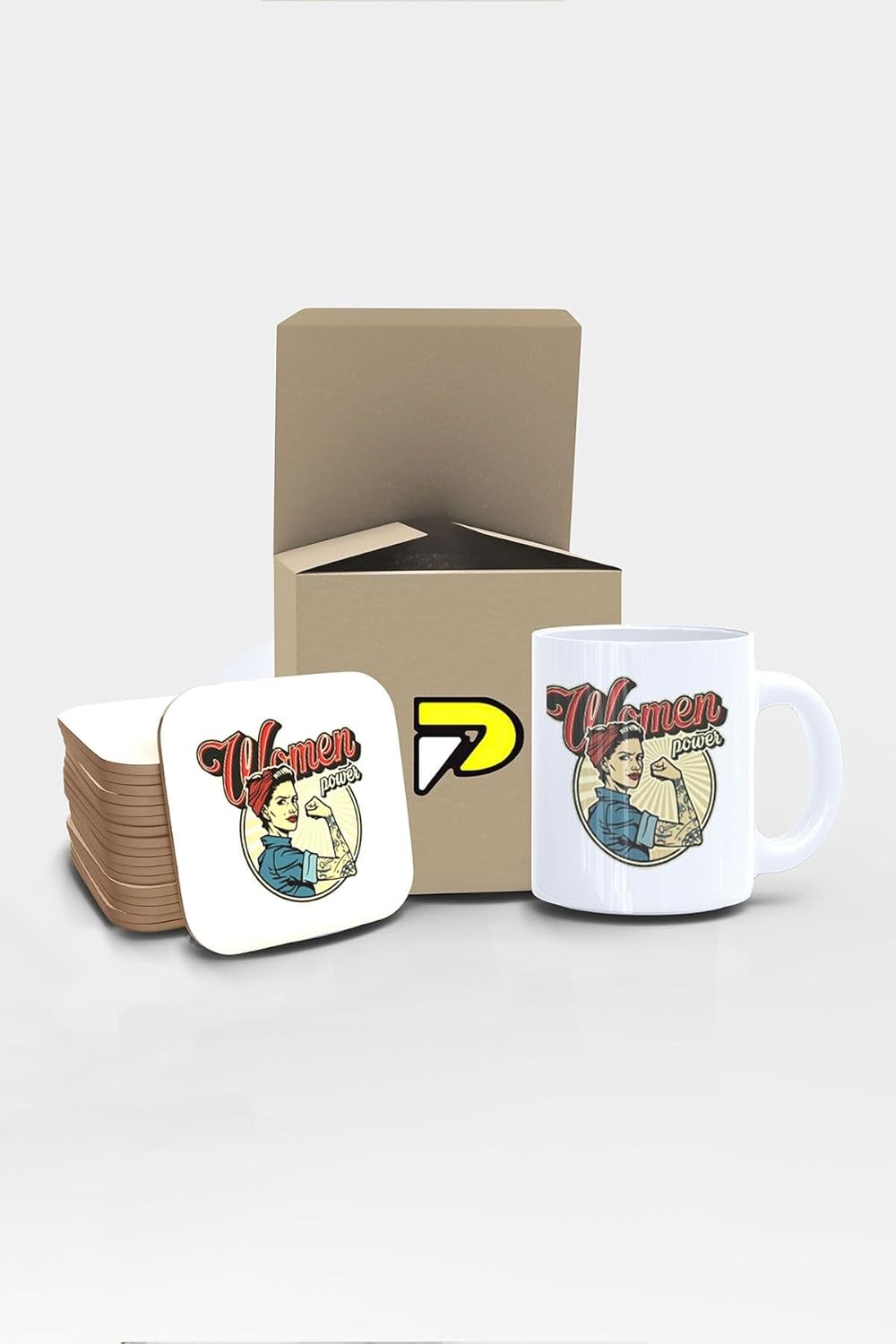 Woman Power Kadın Gücü Tasarımlı Baskılı Kupa Bardak Seti, Eğlenceli Özel Hediye Mug