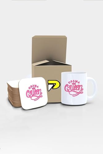 Drama Yazılı Tipografik Tasarımlı Baskılı Kupa Bardak Seti, Eğlenceli Özel Hediye Mug