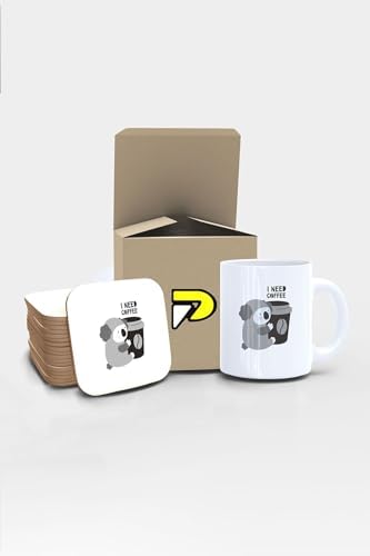 Alternative view of I Coffee Tembel Koala Tasarımlı Baskılı Kupa Bardak Seti, Eğlenceli Özel Hediye Mug