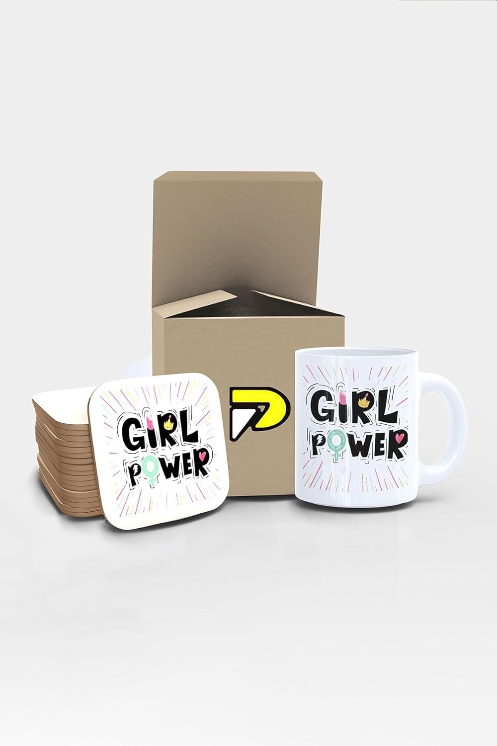 Alternative view of Power Yazılı Tipografik Tasarımlı Baskılı Kupa Bardak Seti, Eğlenceli Özel Hediye Mug 2