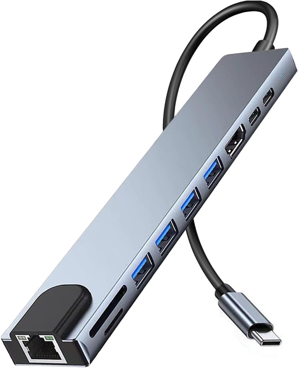 10-in-1 USB C Çoklayıcı, HDMI, Ethernet, SD/TF Kart, USB 3.0/2.0 Bağlantı Noktaları, 100W PD Şarj, Gümüş