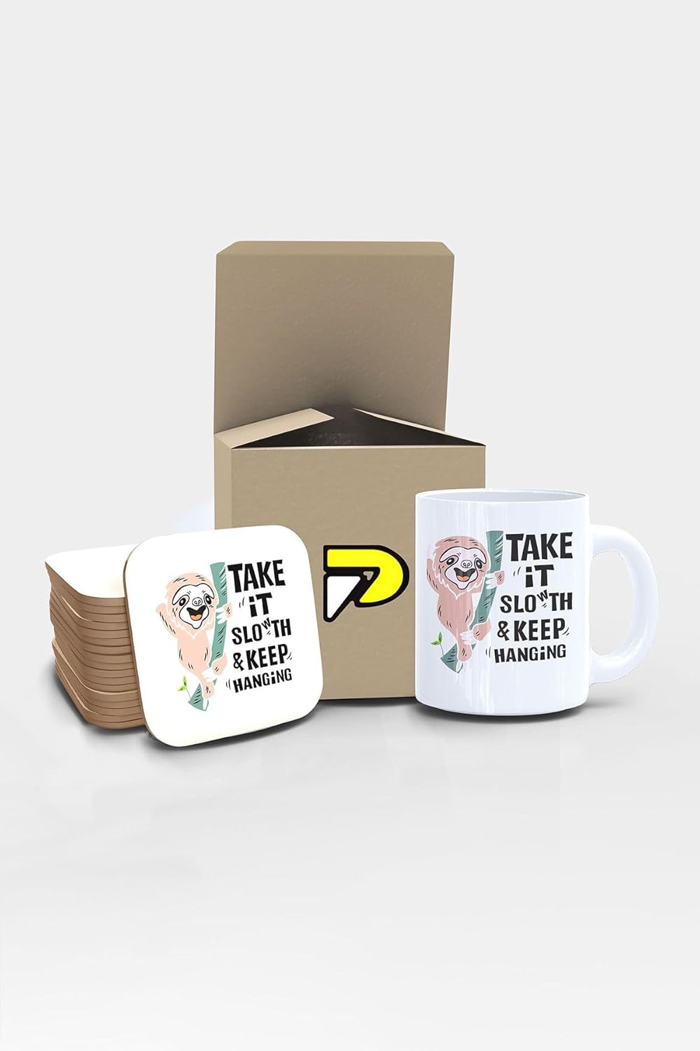 Tembel Hayvan Tasarımlı Baskılı Kupa Bardak Seti, Eğlenceli Özel Hediye Mug