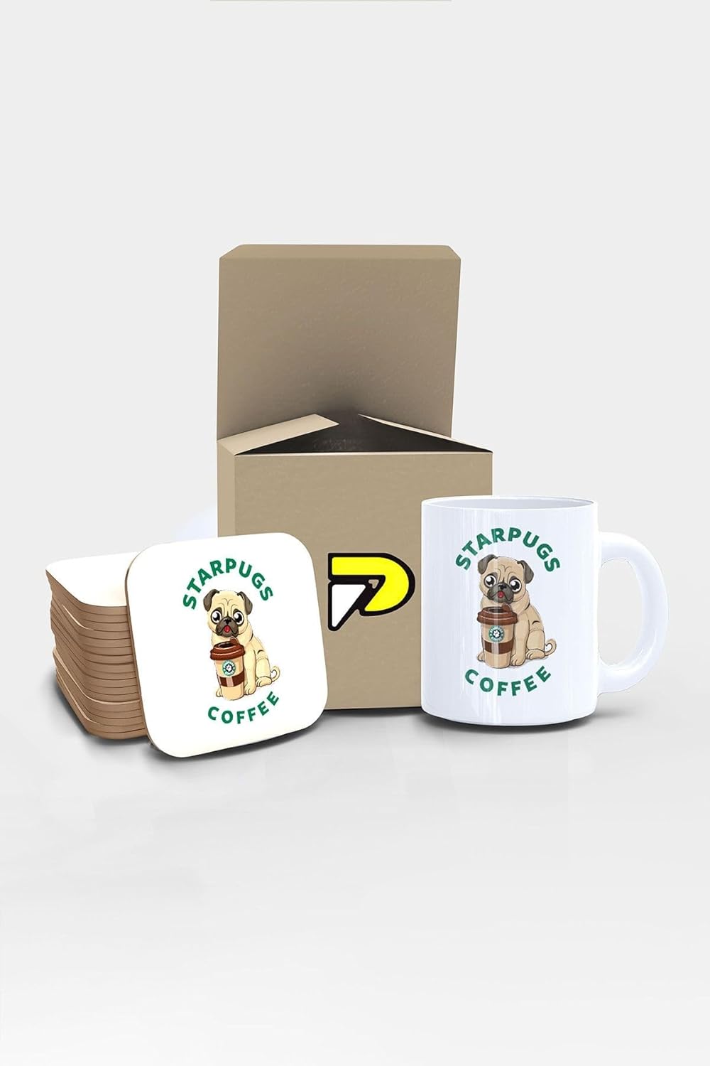 Starpugs Köpek Tasarımlı Baskılı Kupa Bardak Seti, Eğlenceli Özel Hediye Mug