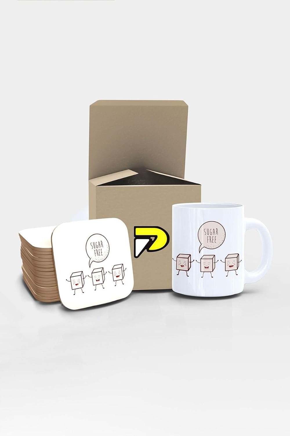 Alternative view of Sugar Şekersiz Komik Tasarımlı Baskılı Kupa Bardak Seti, Eğlenceli Özel Hediye Mug