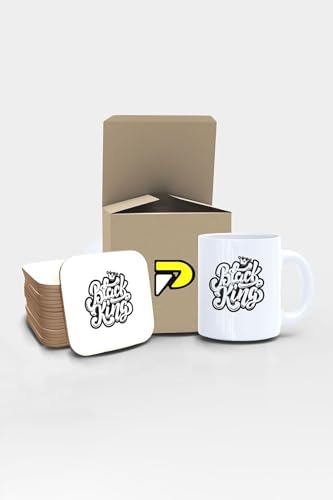 Alternative view of Siyah Kral Yazılı Tipografik Tasarımlı Baskılı Kupa Bardak Seti, Eğlenceli Özel Hediye Mug