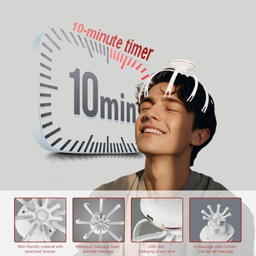 Ahtapod Model Baş Masaj Aleti Şarjlı Fizyoterapi Kafa Masajı Rahatlatma Dinlendirici ve Rahatlatıcı Massage Portatif Ergonomik Tasarım MD-877
