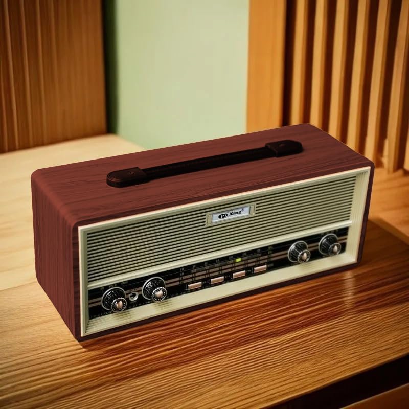 Midi Boy Retro Radyo Bluetooth Destekli Taşınabilir Radyo - FM/AM/SW Frekans, USB/TF Kart Girişli, 2x8W Hoparlör, Şarjlı ve Kablolu Kullanım 35cm x 14cm PX-630BT (PX-630BT - Kahverengi)
