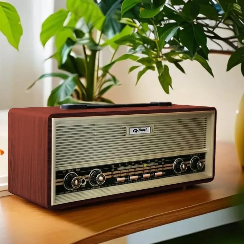Alternative view of Midi Boy Retro Radyo Bluetooth Destekli Taşınabilir Radyo - FM/AM/SW Frekans, USB/TF Kart Girişli, 2x8W Hoparlör, Şarjlı ve Kablolu Kullanım 35cm x 14cm PX-630BT (PX-630BT - Kahverengi)