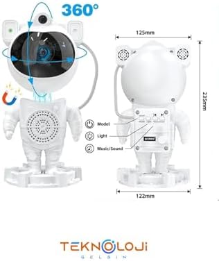 Alternative view of Gece Lambası Yıldız Projektör Astronot Işıklı Galaksi Samanyolu Projeksiyon Kumandalı
