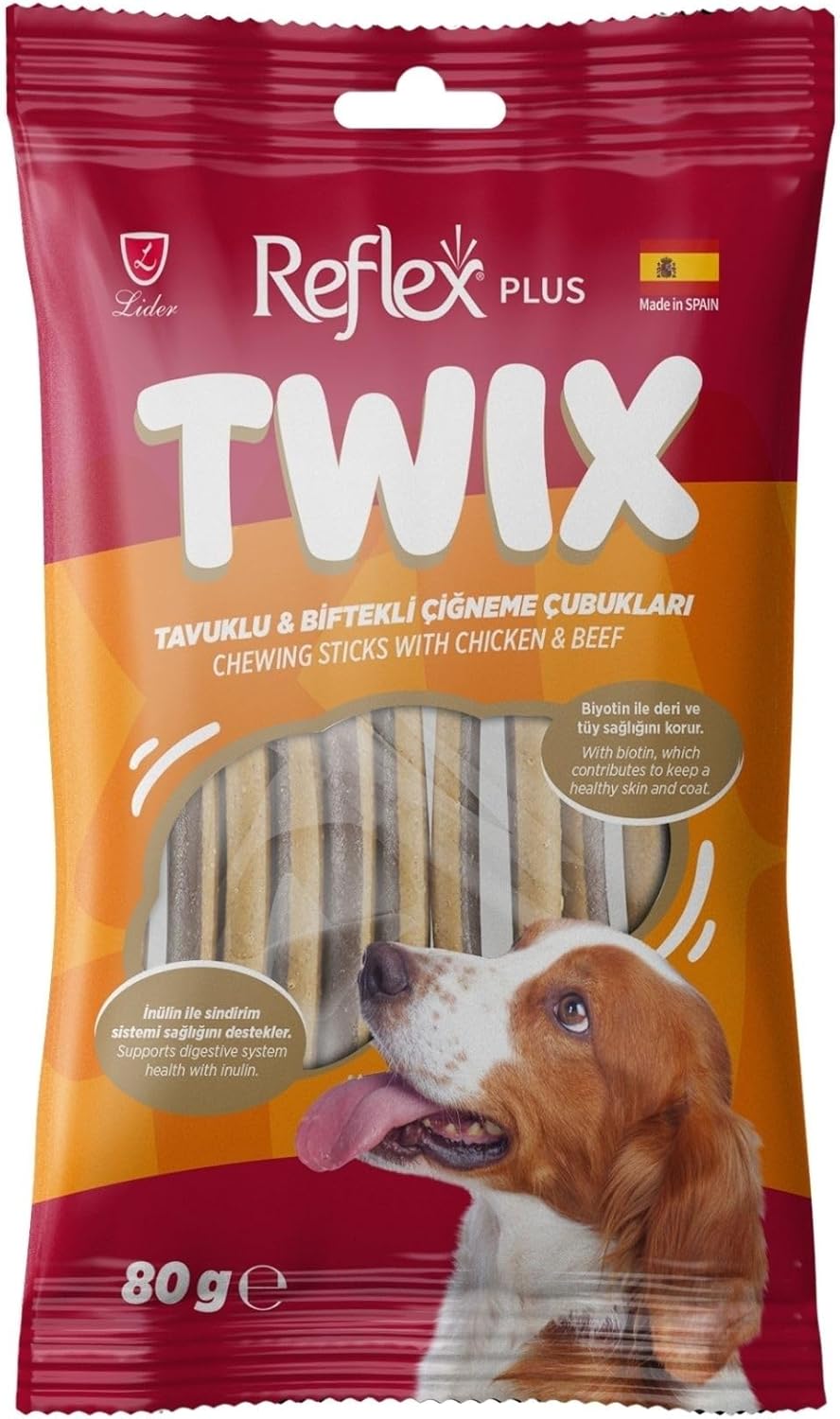 Alternative view of Reflex Plus Twix Tavuklu ve Dana Etli Çiğneme Çubukları Yetişkin Köpek Ödülü 80 Gr