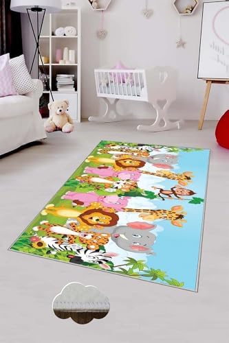 Alternative view of Pelangi Çok Renkli Desenli Yıkanabilir Kaymaz Taban Leke Tutmazbebek Ve Çocuk Odası Halısı, Çok Renkli 100 x 150