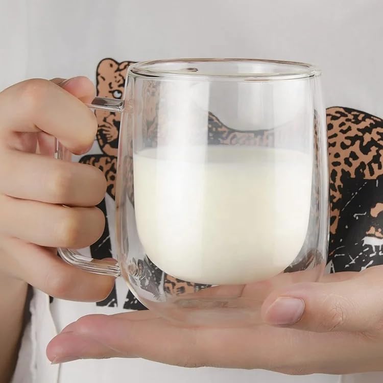 Alternative view of 2 Adet Çift Cidarlı Cam Kupa Bardak 250 ml Çift Camlı Bardak Kupa Double Walled Glass