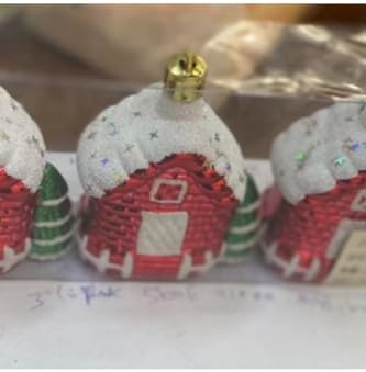 3 Adet 8.5 Cm Yılbaşı Dağ Evi Dilek Ev Çam Ağacı Süsü Parti Yılbaşı Süslemeleri,Kırmızı 3492023275638