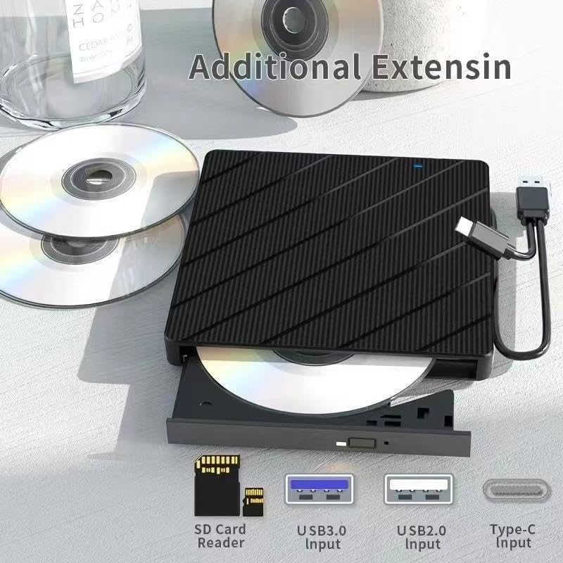 Harici CD DVD Okuma Yazma USB 3.0 Hub Çok Amaçlı External Drive TF SD Kart Okuyucu 8in1