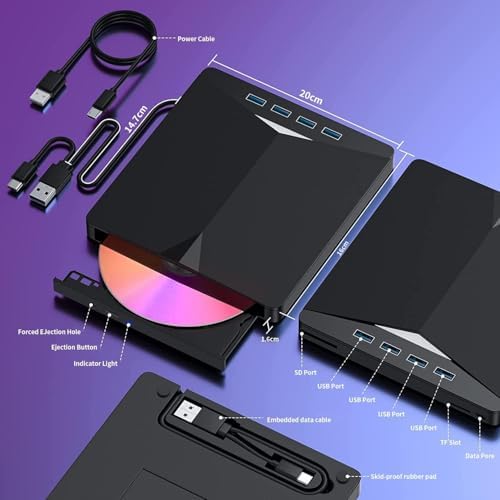 Alternative view of Harici CD DVD Rom Yazıcı Okuyucu USB 3.0 HUB Çoğaltıcı TF SD Kart Okuyucu 7in1