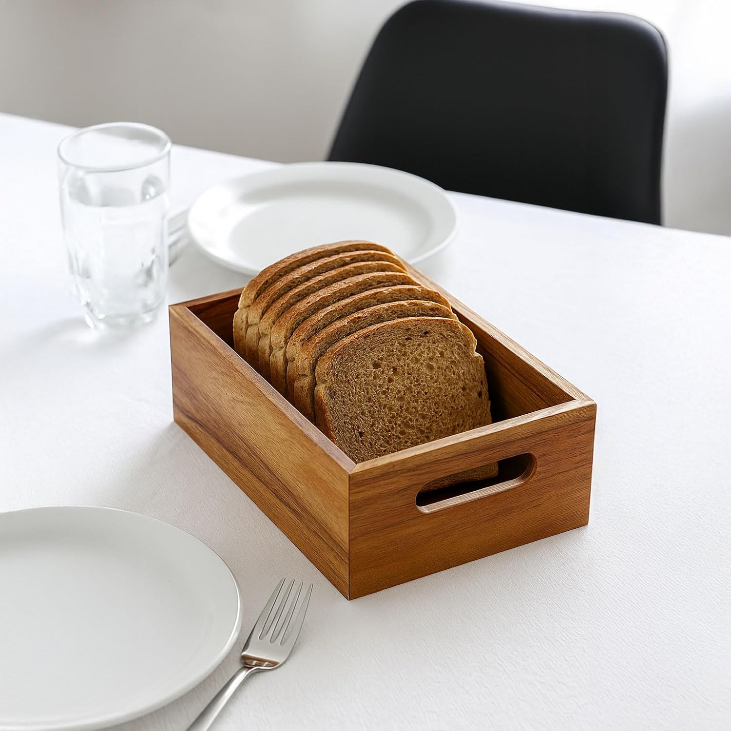 Akasya Ağacından Ahşap Ekmeklik, Akasya Ekmek Sunum Sepeti, Ekmek Sunum Kutusu 25x14x8 cm