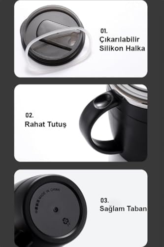 Alternative view of 304 L Çelik Siyah Soğuk 500 ml Kahve El Termos Kupa Mug cin558sy
