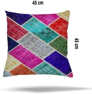 Pelangi Çiçek Kaz Ayağı Kuştüyü Desenli Gizli Fermuarlı Yastık Kılıfı Kırlent Kılıfı Koltuk Yastık Kılıfı, Çok Renkli 45 x 45