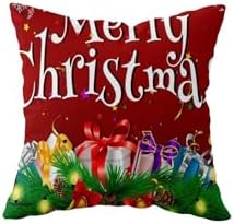 Alternative view of Pelangi Merry Christmas Yılbaşı Hediye Tema Çift Taraflı Gizli Fermuar Kırlent Koltuk Yastık Kılıfı, Bordo-Beyaz-Yeşil 43 x 43