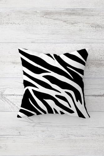Pelangi Zebra Desen Çift Tarafı Baskılı Gizli Fermuarlı Yastık Kılıfı Kırlent Koltuk Yastık Kılıfı, siyha-beyaz 45 x 45