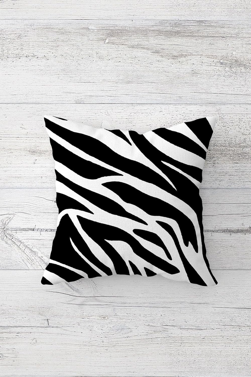Alternative view of Pelangi Zebra Desen Çift Tarafı Baskılı Gizli Fermuarlı Yastık Kılıfı Kırlent Koltuk Yastık Kılıfı, siyha-beyaz 45 x 45