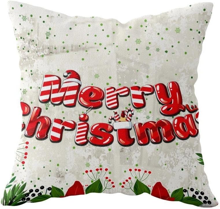Alternative view of Pelangi Merry Christmas Yılbaşı Süsü Tema Çift Taraflı Gizli Fermuar Kırlent Koltuk Yastık Kılıfı, Beyaz-Yeşil-Kırmızı 43 x 43