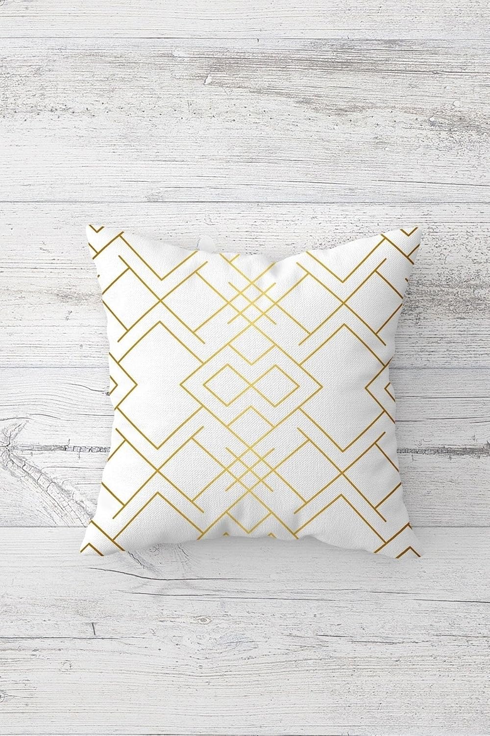 Pelangi Çizgiler Çift Tarafı Baskılı Gizli Fermuarlı Yastık Kılıfı Kırlent Koltuk Yastık Kılıfı, beyaz-gold 45 x 45