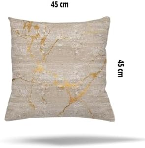 Alternative view of Pelangi Mermer Geometrik Yaprak Desen Gizli Fermuarlı Yastık Kılıfı Kırlent Kılıfı Koltuk Yastık Kılıfı, Bej 45 x 45