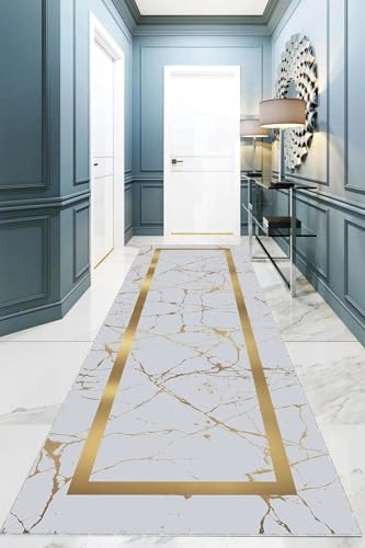 Pelangi Mermer Desenli Yıkanabilir Kaymaz Taban Leke Tutmaz Modern Salon Halısı ve Yollu (GriGold), GriGold 80 x 150, 955543014801507