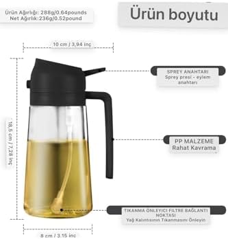 1 Adet 2'si 1 Arada Cam Yağ Püskürtücü Ve Dağıtıcı,Yağlık,Yağdanlık,Siyah