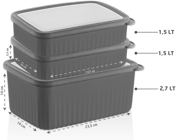 Alternative view of Vakumlu Saklama Kabı Dikdörtgen Derin Küçük 1x2, 7 Lt Sığ 2x1, 5 L Gri