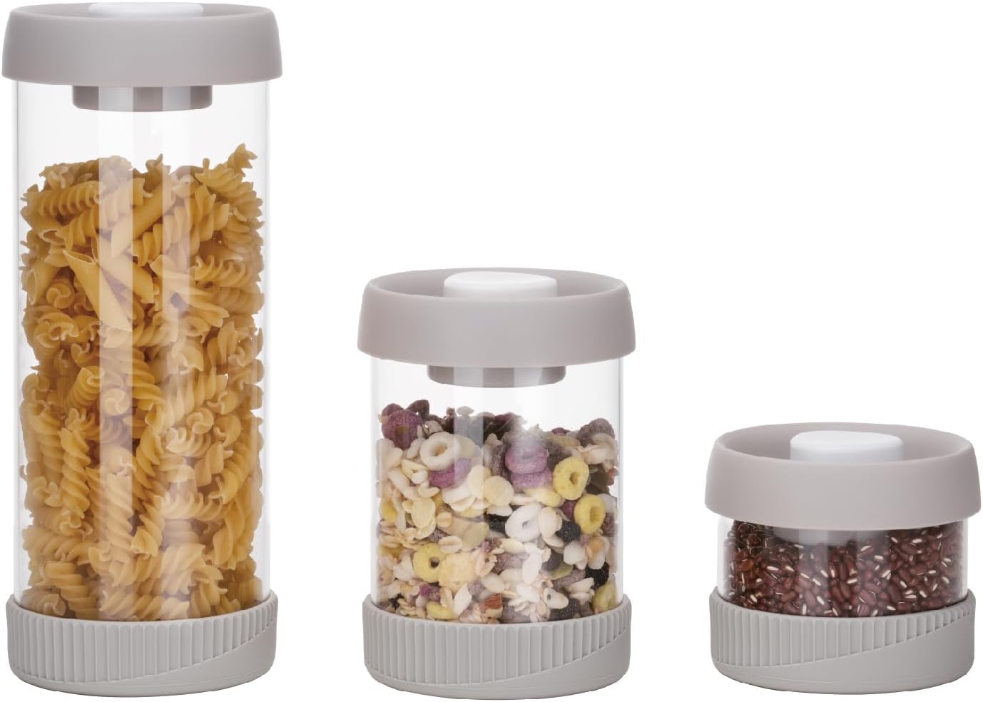 Yuvarlak Vakumlu Cam Saklama Kabı, 3'Lü Set (450 Ml+840 Ml+1500 Ml)