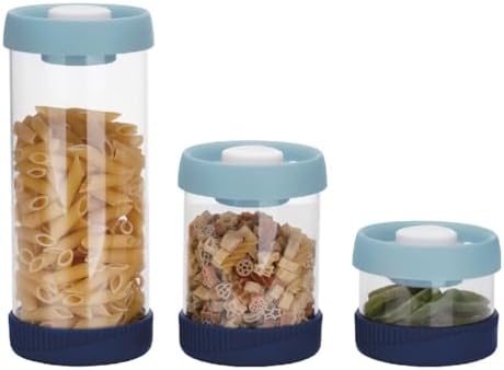 Alternative view of Yuvarlak Vakumlu Cam Saklama Kabı, 3'Lü Set Mavi (450 Ml+840 Ml+1500 Ml)