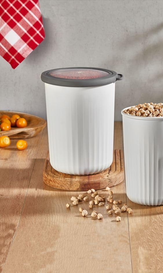 Vakumlu Saklama Kabı Silindir, Beyaz 2, 10 Ltx4'Lü