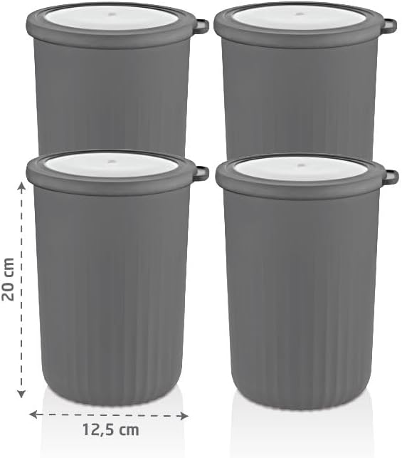 Vakumlu Saklama Kabı Silindir, Gri 2, 10 Ltx4'Lü