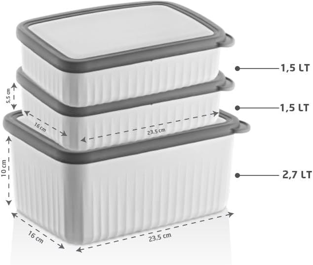 Alternative view of Vakumlu Saklama Kabı Dikdörtgen Derin Küçük 1x2, 7 Lt Sığ 2x1, 5 L Beyaz