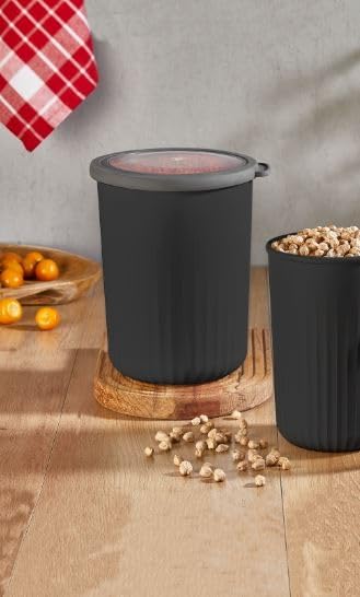 Vakumlu Saklama Kabı Silindir, Siyah 2, 10 Ltx 4'Lü