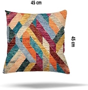 Alternative view of Pelangi Çiçek Mozaik Kilim Etnik Desen Gizli Fermuarlı Yastık Kılıfı Kırlent Kılıfı Koltuk Yastık Kılıfı, Çok Renkli 45 x 45