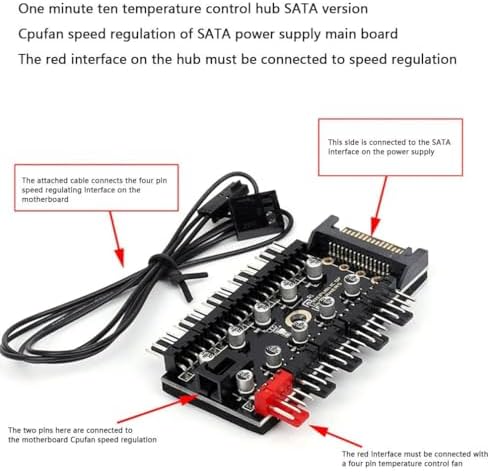 8849 10 Port Fan Power Sata Güç Switch Pwm Çoklayıcı, Sata power 10 Port soğutma fan splitter hub, PC bilgisayar soğutma sistemi için kullanılır.
