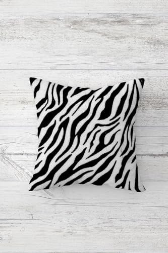 Alternative view of Pelangi Zebra Ve Zebra Çizgili Kombin Gizli Fermuarlı Kırlent Kılıfı Koltuk Yastık Kılıfı Takım(4adet), Siyah-Beyaz 45 x 45