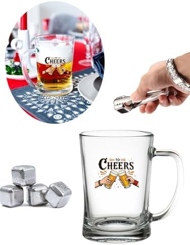 Büyük Boy Renkli Baskılı Cam Bardağı Beer Glass Mug 600 ml