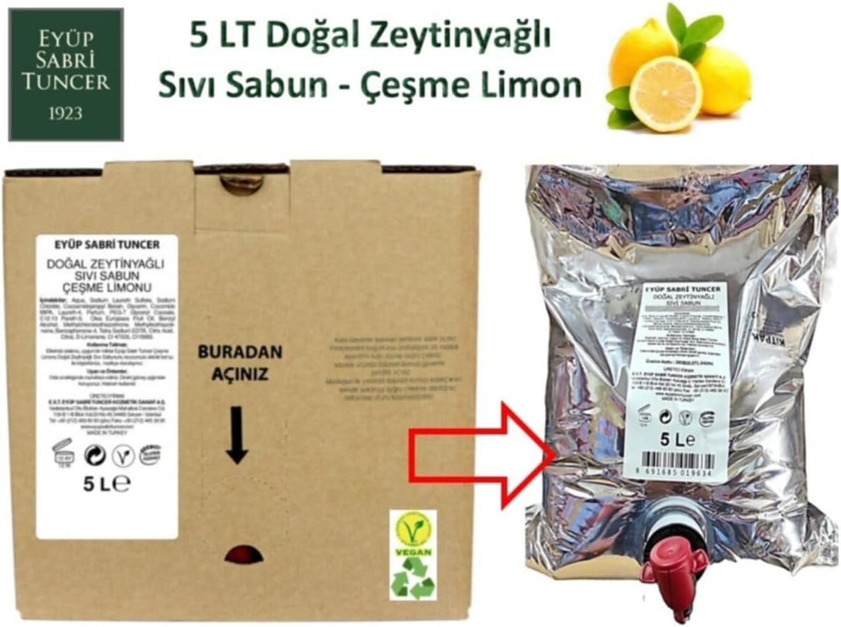 Çeşme Limonu Doğal Zeytinyağlı Sıvı Sabun 5 lt - Bag in Box