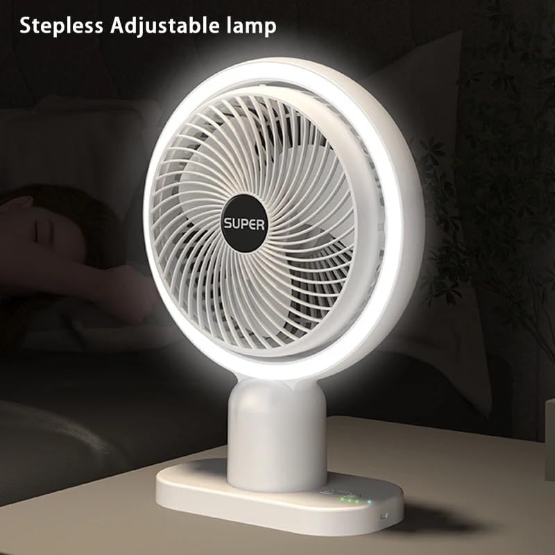 Işıklı Vantilatör USB Şarjlı Masaüstü Mini Fan – 3 Kademeli Hız Ayarlı Kompakt Gövde Led Işık